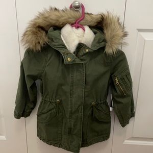 Girls Gap XS 3 in 1 jacket with faux fur hood trim